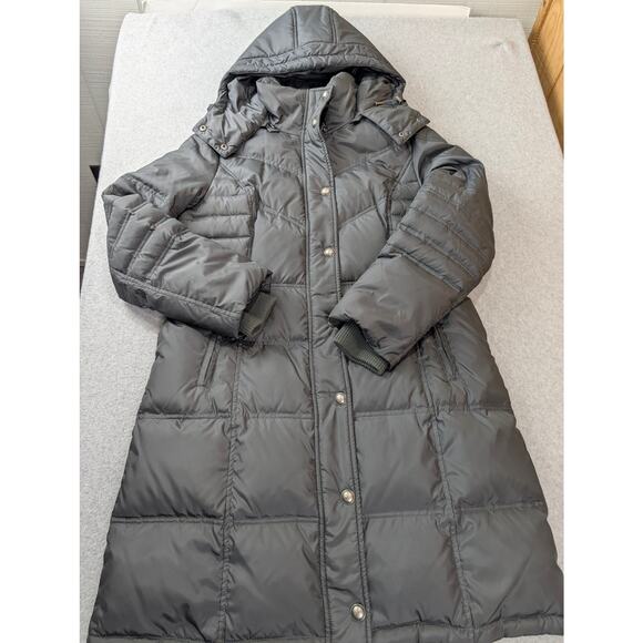 London Fog Women's LG Puffer Jacket Coat Gray Hooded Parka Down And Feather Fill - Picture 11 of 12